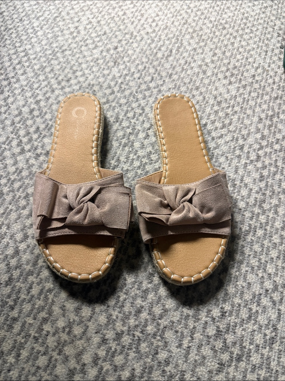 Dr. Scholl's Taupe Bow Slide Sandals